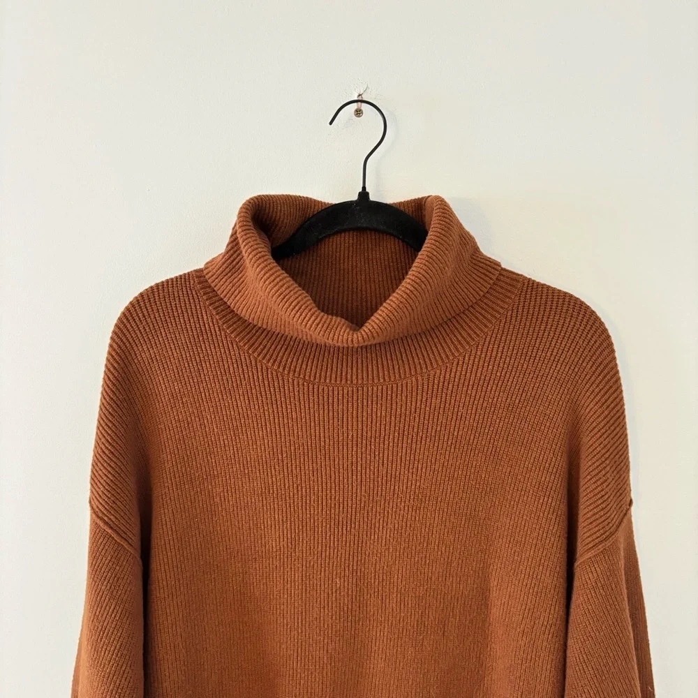 Free People Softly Structured Tunic Sweater Pullover Ribbed Knit Turtleneck